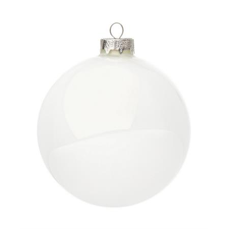 palla di natale in vetro bianco lucido diametro 10 cm singola palla di natale in vetro bianco lucido diametro 10 cm singola
